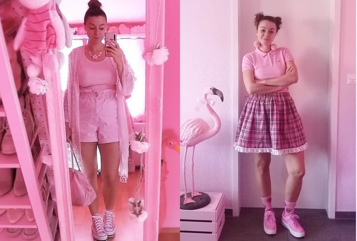 switzerland school teacher yasmin charlotte obsessed with pink colour and use everything in pink