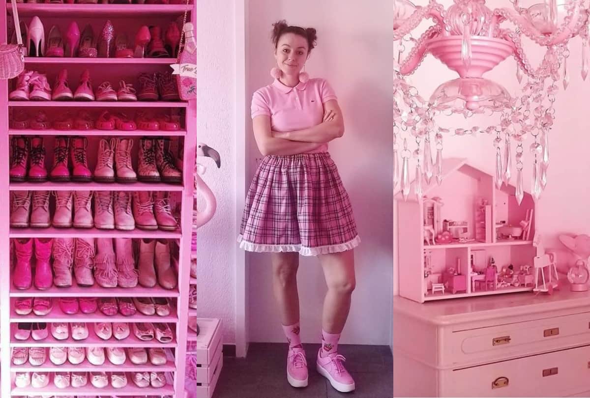 switzerland school teacher yasmin charlotte obsessed with pink colour and use everything in pink