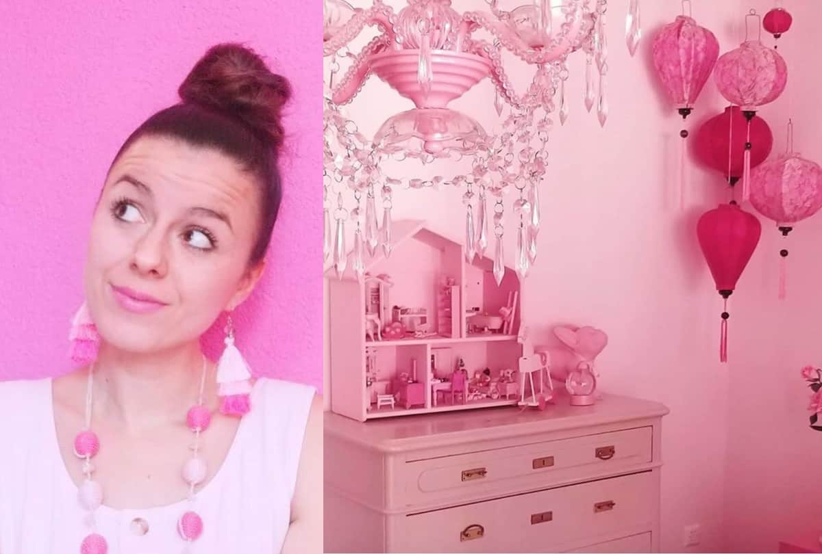 switzerland school teacher yasmin charlotte obsessed with pink colour and use everything in pink