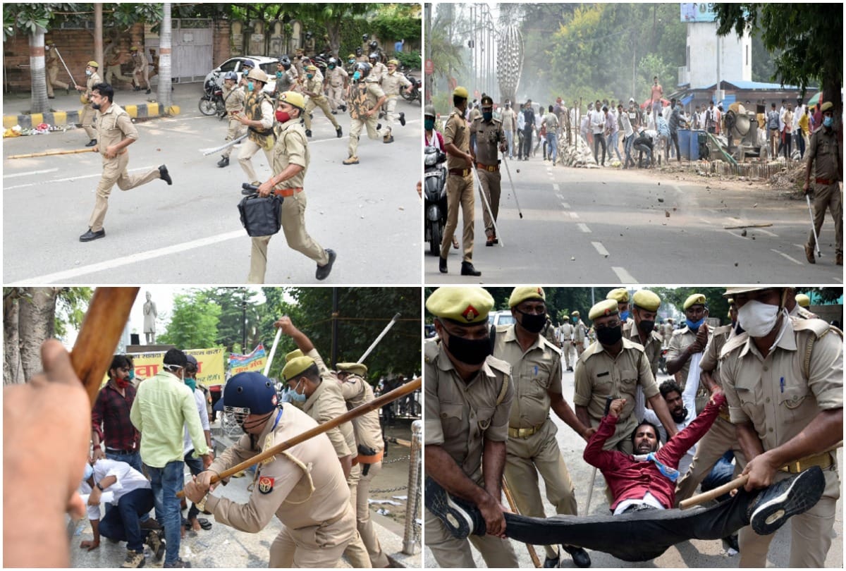 Protesters clash with prayagraj police stone pelting lathicharge see Photos