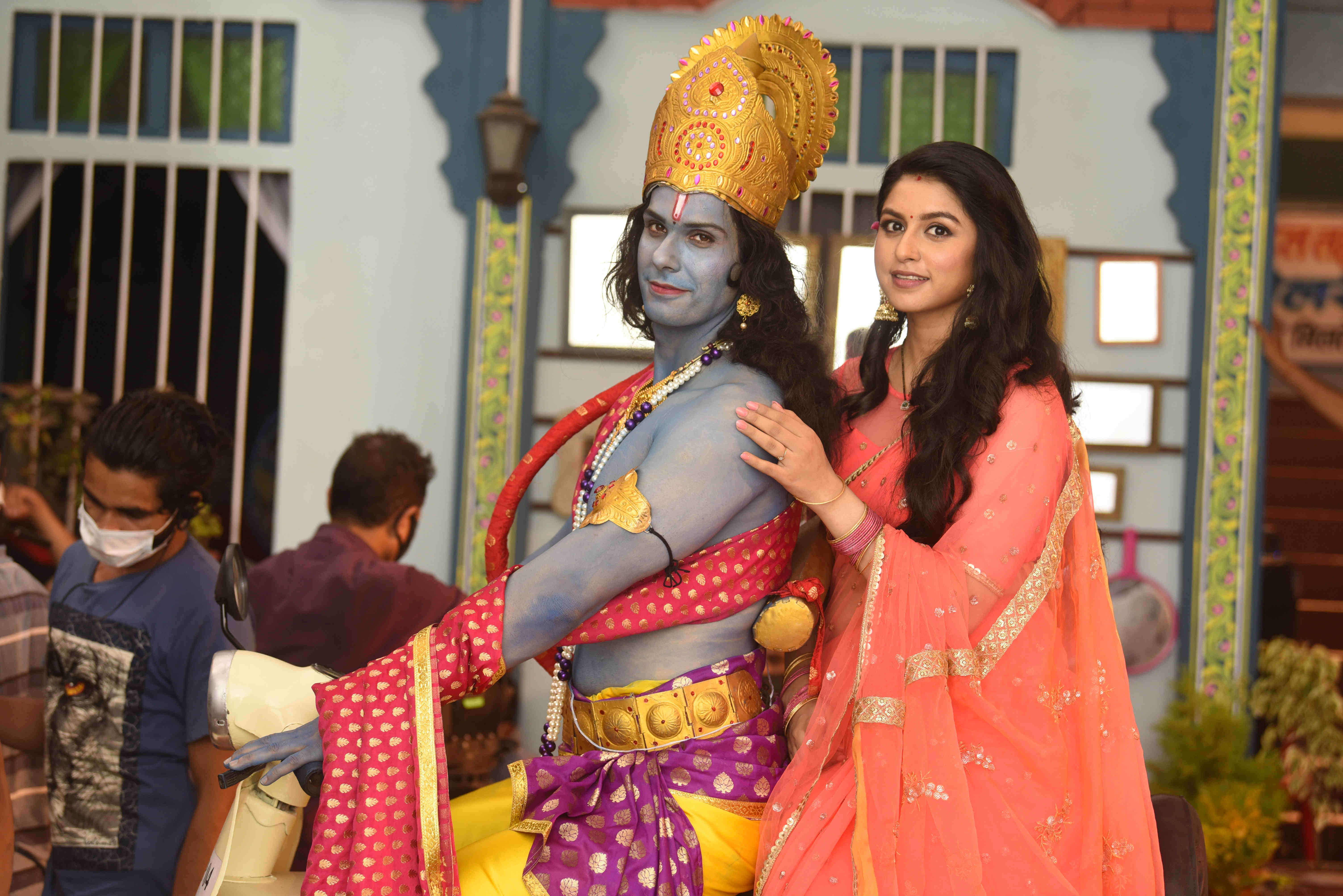 pictures from the set of Ram Pyaare Sirf Humare Nikhil Khurana into Lord Ram avatar