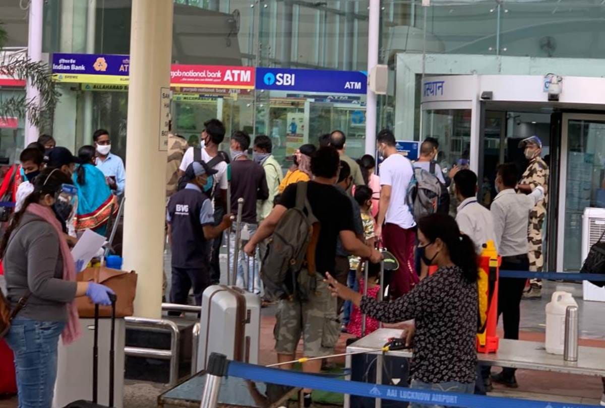 people are not following corona protocal at amausi airport.