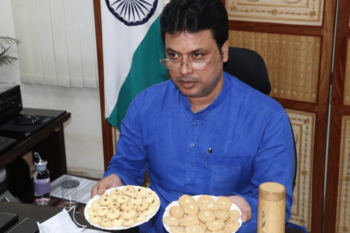 vocal for local tripura chief minister launched bamboo cookies and bamboo made honey bottle
