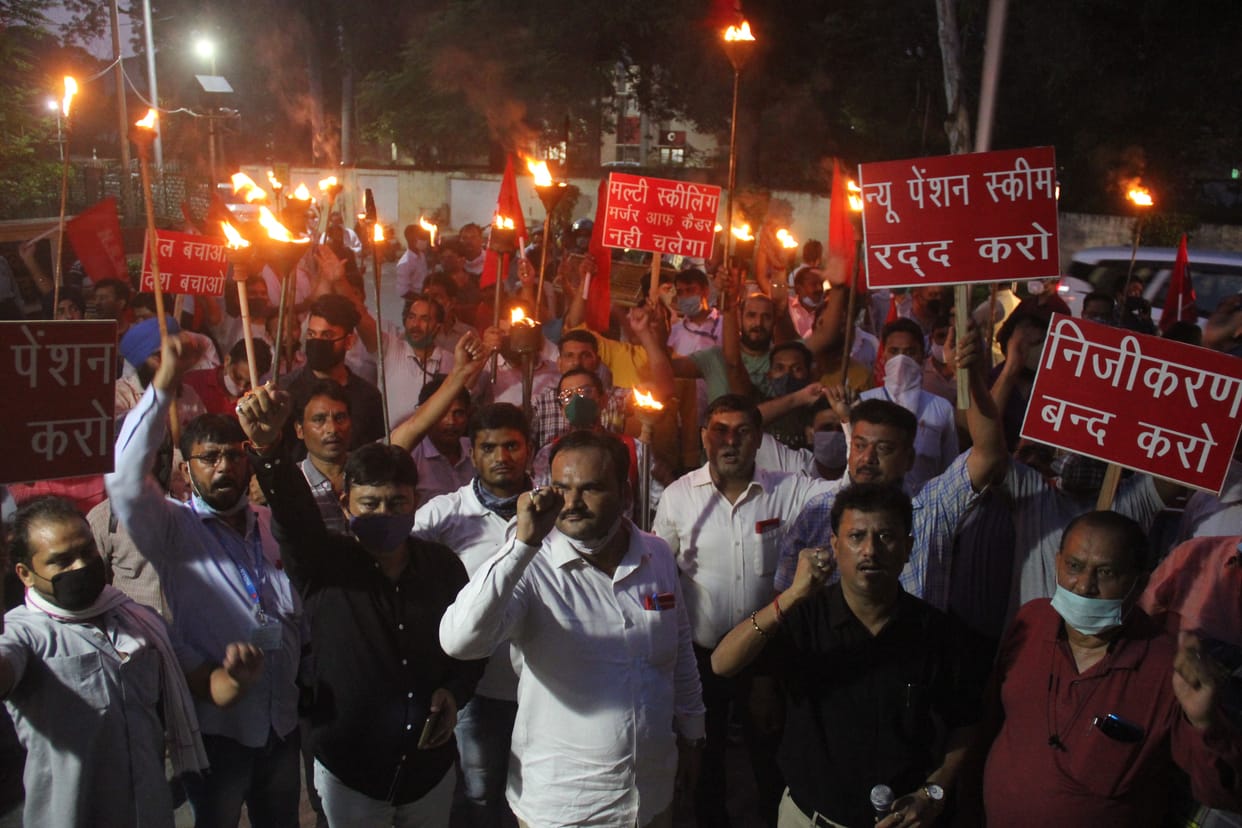 northern railway mens union protest against harmful policy for employees