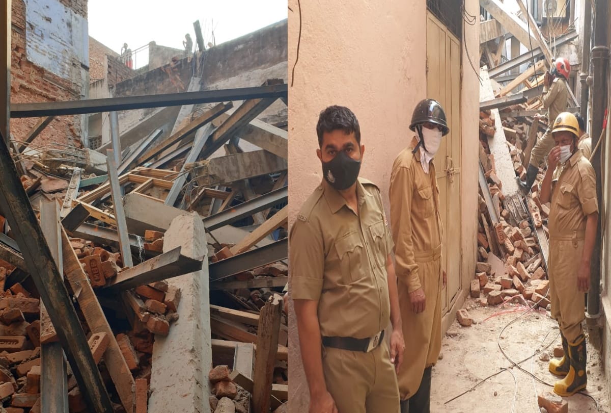 old delhi sitaram bazar under construction building collapse no one injured relief work on detail and updates