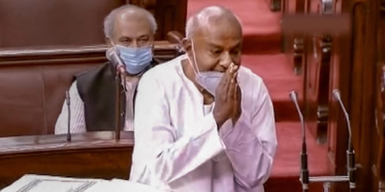 Former PM HD Deve Gowda sworn in as member of Rajya Sabha on Sunday