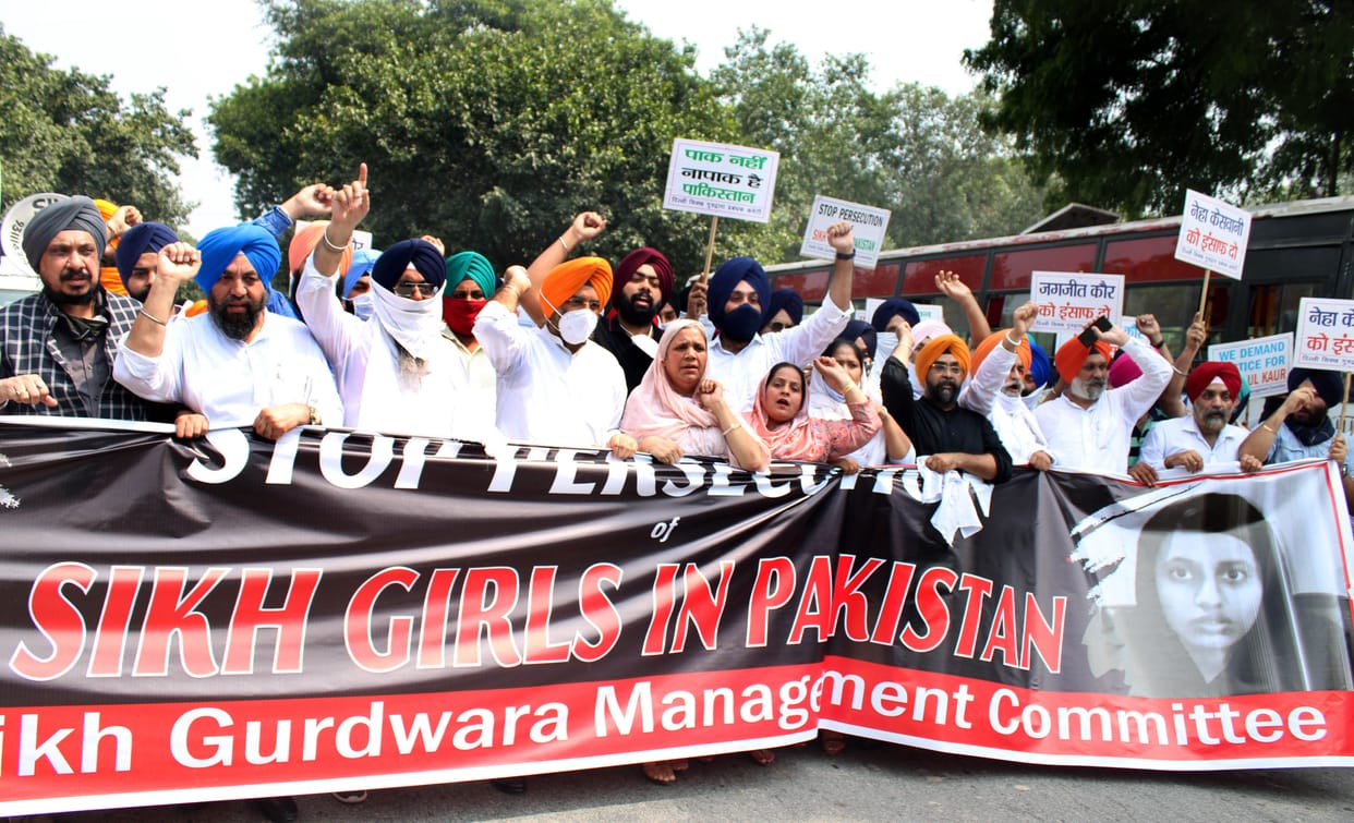 Shiromani akali dal protest near pakistan high commision