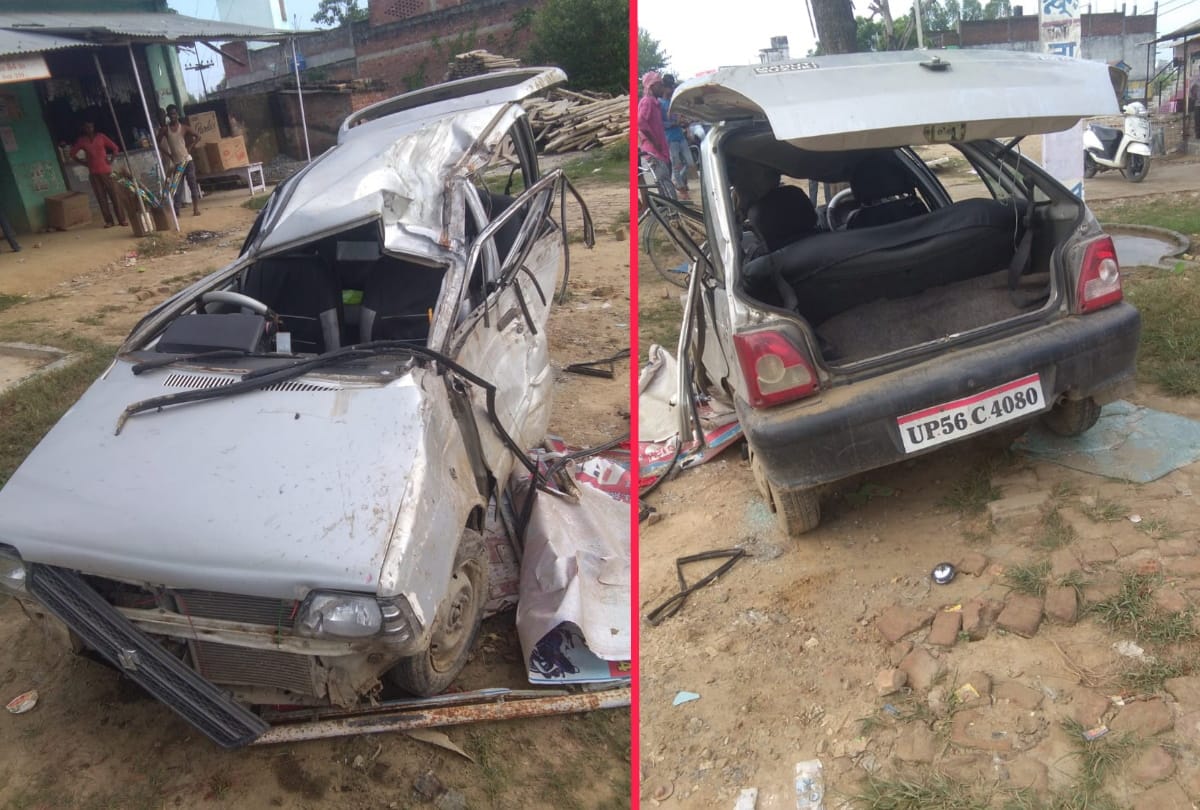 Two man died in accident after uncontrolled car hit by tree in maharajganj