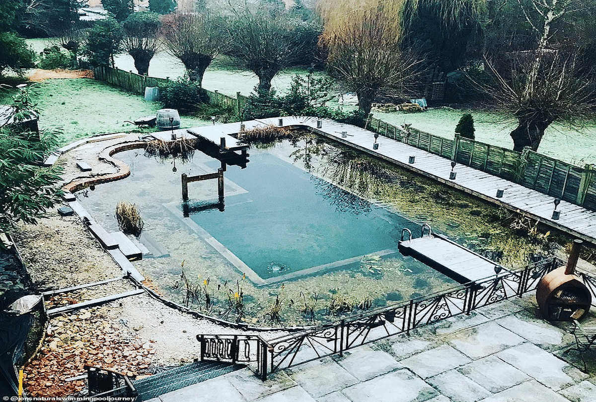 couple spend two years for creating stunning natural swimming pool