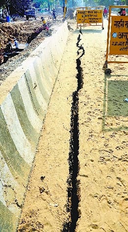 Indiscriminate excavation now reduces road in front of Rotary building