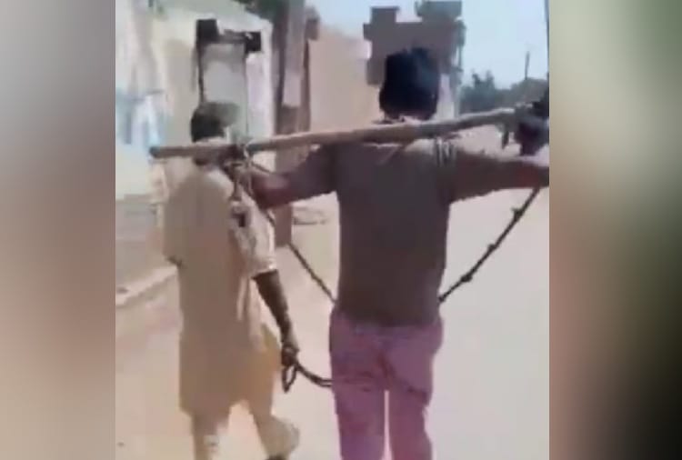 Tied up the young man hands and turned his face black, video goes viral