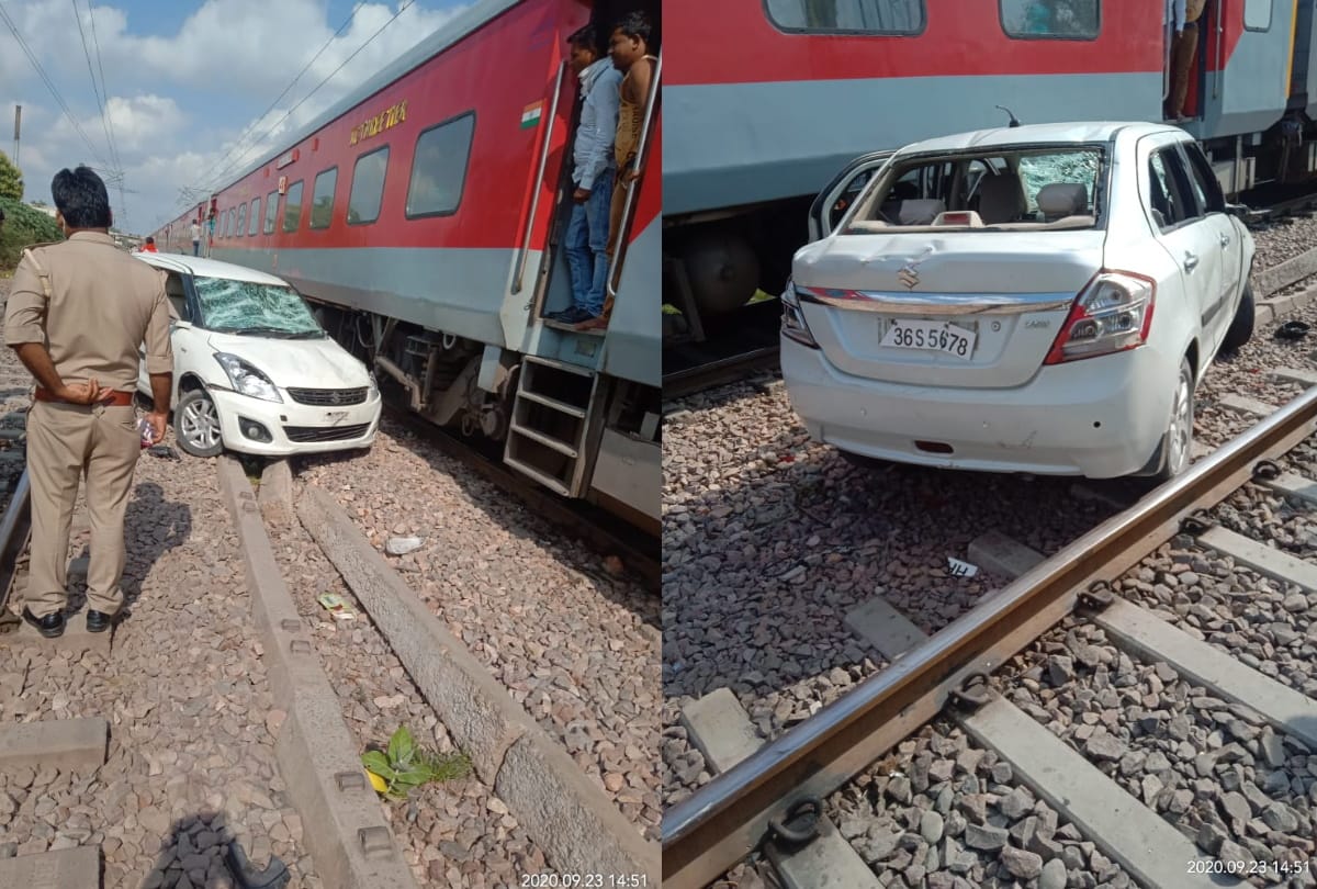 ghaziabad thieves left car on track after seeing train coming towards them