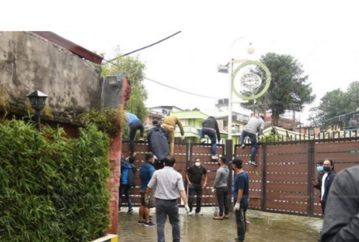 Nepal Students protest outside Chinese Embassy Kathmandu for Nepal land occupation