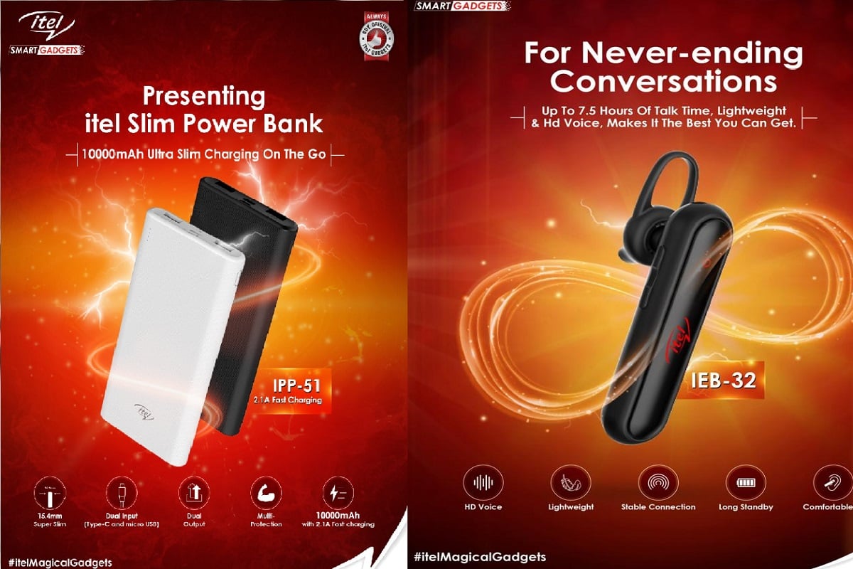 Itel IEB 32 Bluetooth Headset and IPP 51 10000mAh Power Bank Launched in India price and specifications