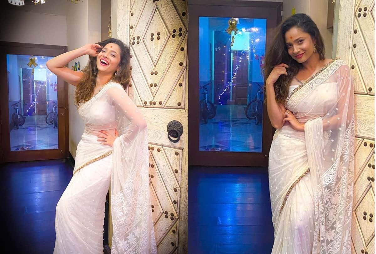 ankita lokhande share pic in white saree fans connected with sushant singh rajput