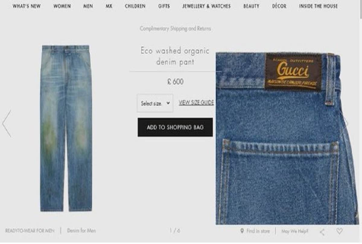 jeans launch by gucci with fake stains in hefty amount getting trolled