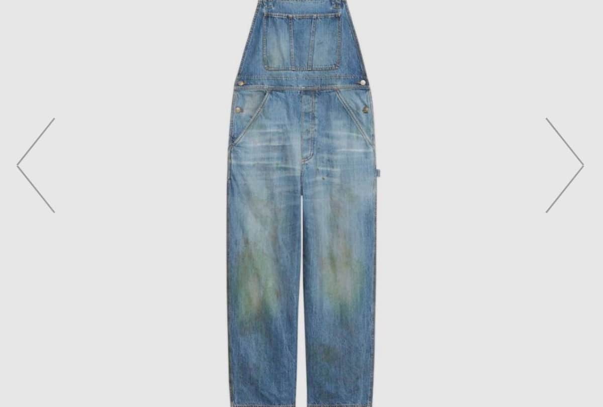 jeans launch by gucci with fake stains in hefty amount getting trolled
