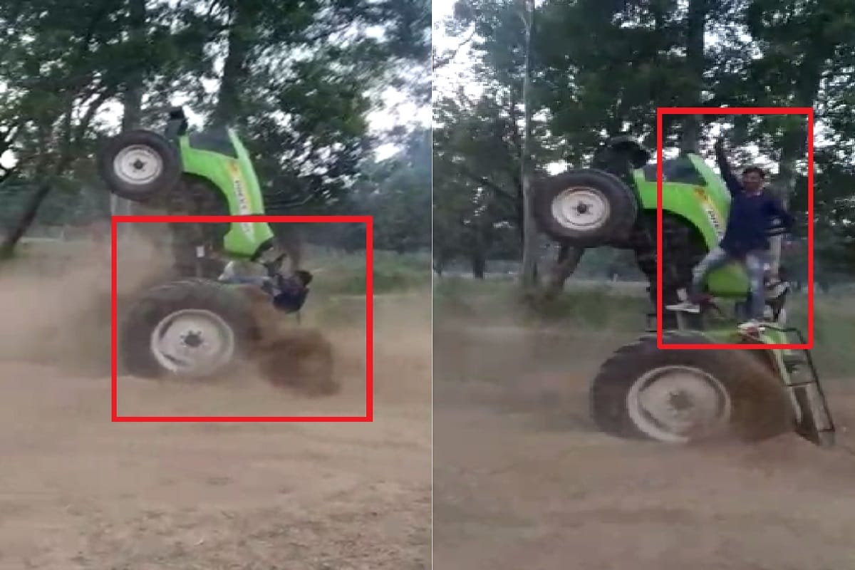 UP News: Dangerous stunt video of tractor have viral on social media at Baghpat district of Uttar Pradesh