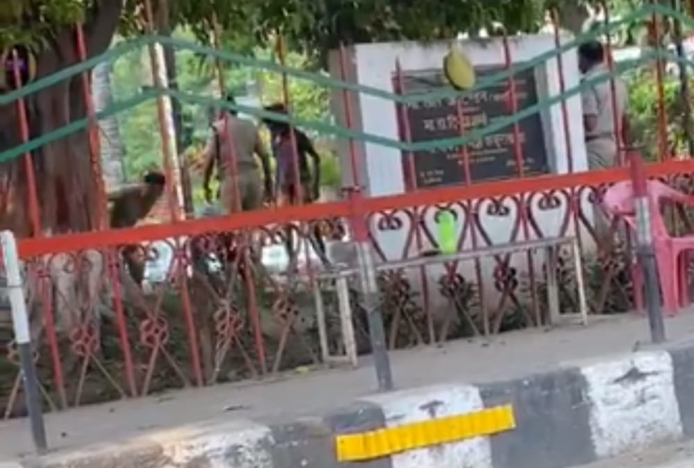 Police men beat a mentally challenged man in Chauk in Lucknow.