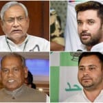 नीतीश कुमार-चिराग पासवान-जीतन राम मांझी-तेजस्वी यादव (फाइल फोटो)