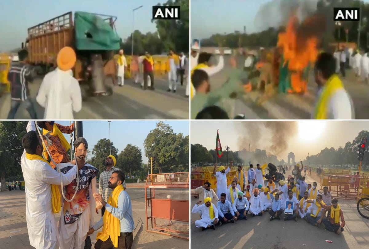 Tractor set on fire at India Gate by some people on monday against farm act 2020 all update