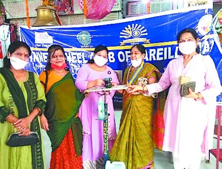 Innerwheel club man installed sanitizer machine on Hanuman temple