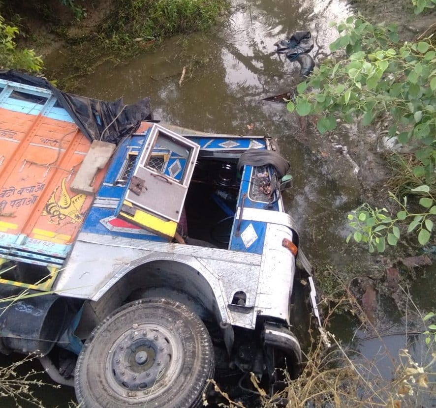 Truck dropped from culvert