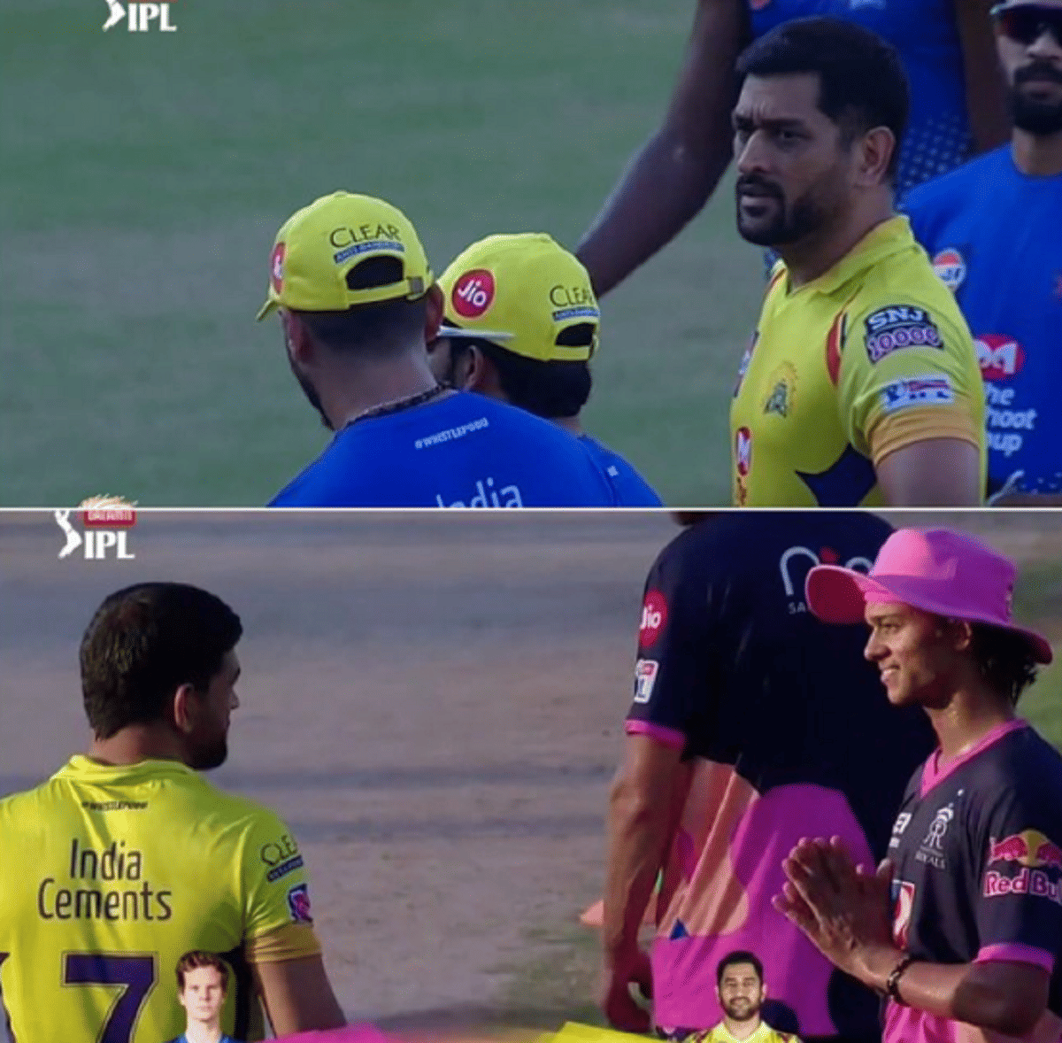 IPL 2020 News in Hindi: Ysshaswi jaiswal and ms dhoni viral video and photo between rr and csk match