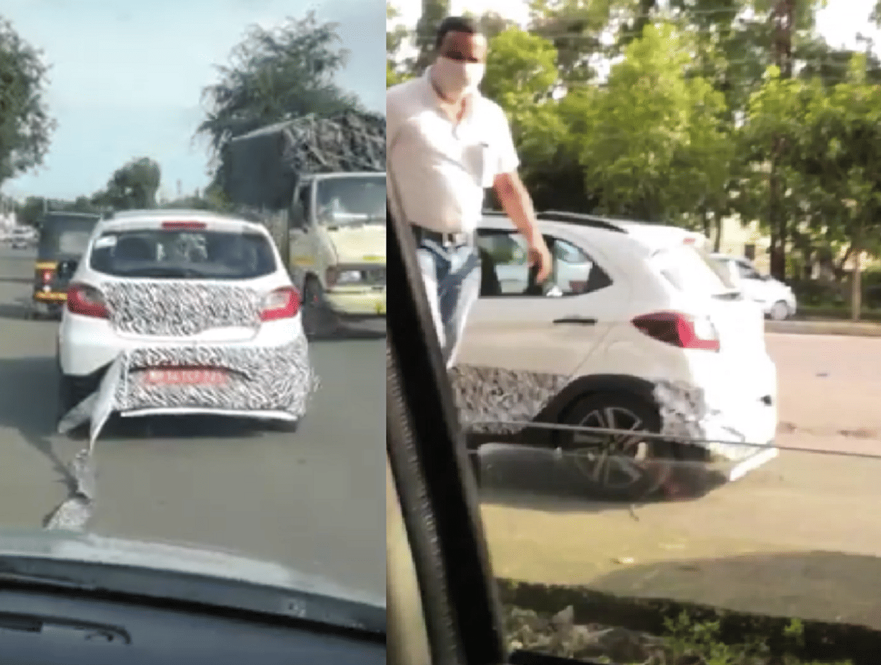 Tata Tiago NRG facelift seen during testing on Indian roads