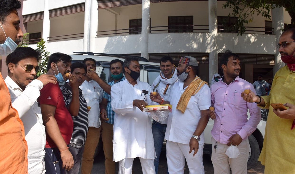 Sweets distributed on the acquittal of all the accused of the structure demolition