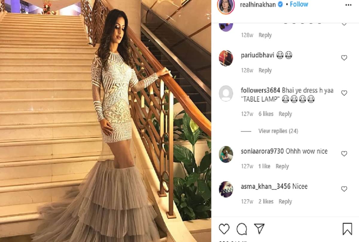 hina khan birthday trolled for white fishtail gown fans said table lamp