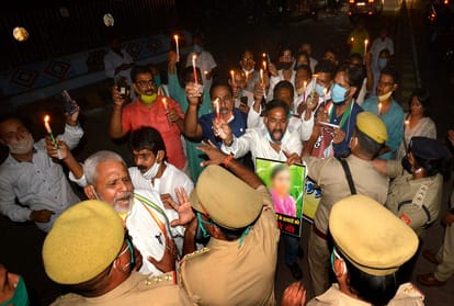 Anger among supporters over Hathras gang rape case, clash with police for taking out candle march