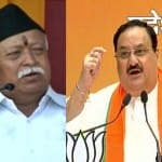 संघ प्रमुख मोहन भागवत व भाजपा के राष्ट्रीय अध्यक्ष जे पी नड्डा।