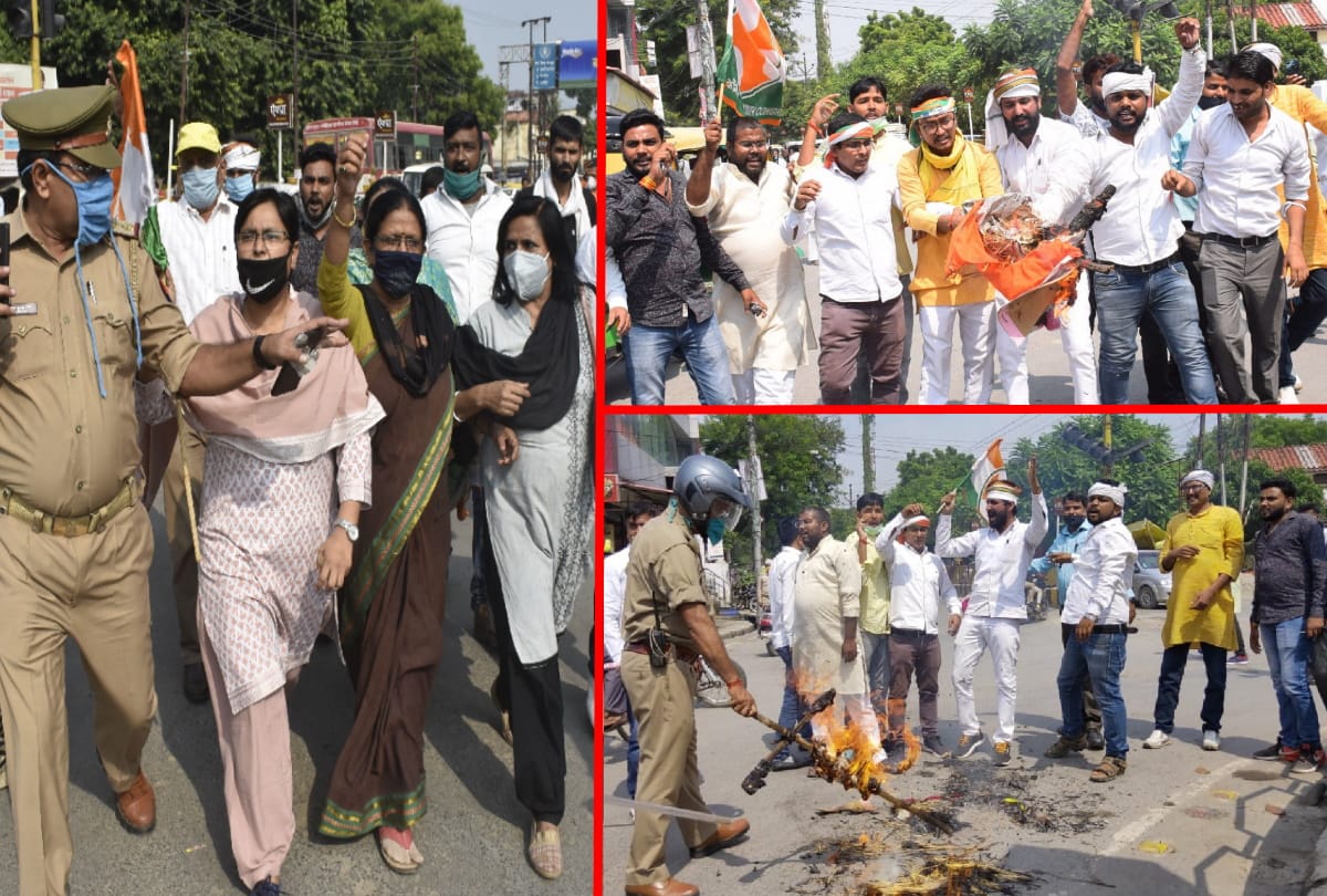 Congressmen protest against women crime and Rahul Gandhi arrest after Hathras case