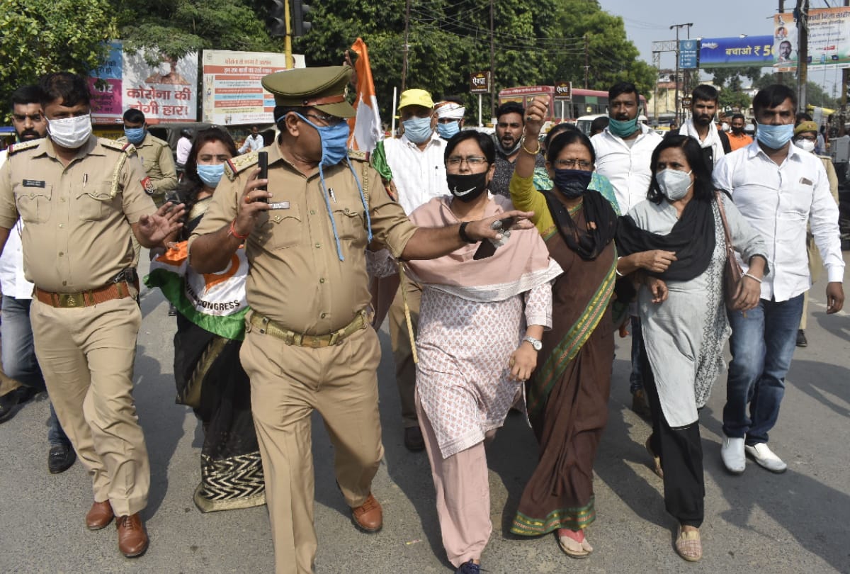 Congressmen protest against women crime and Rahul Gandhi arrest after Hathras case