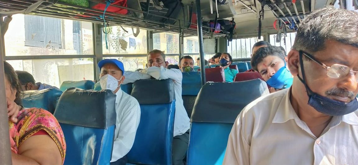 Roadways bus departs with 25 riders for the first time