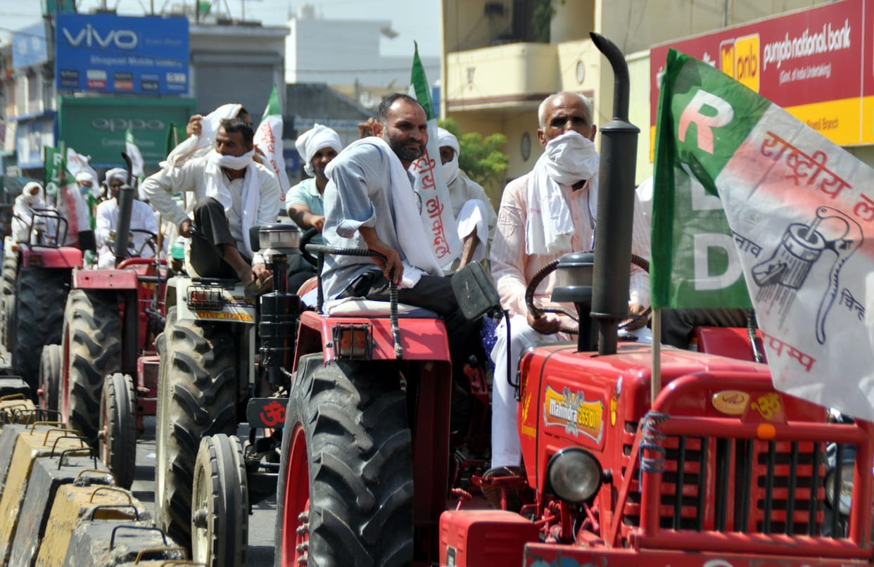 A procession of RLD activists blocked the city