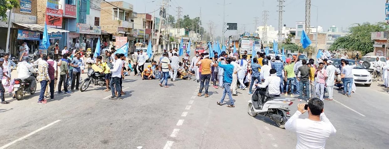 Highway jam in Narwana over Hathras scandal, protests in the city