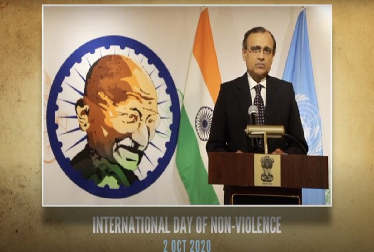 Permanent Representative of India to UN, TS Tirumurti says, Non violence is and will always be directly relevant to address the burning issues of the day