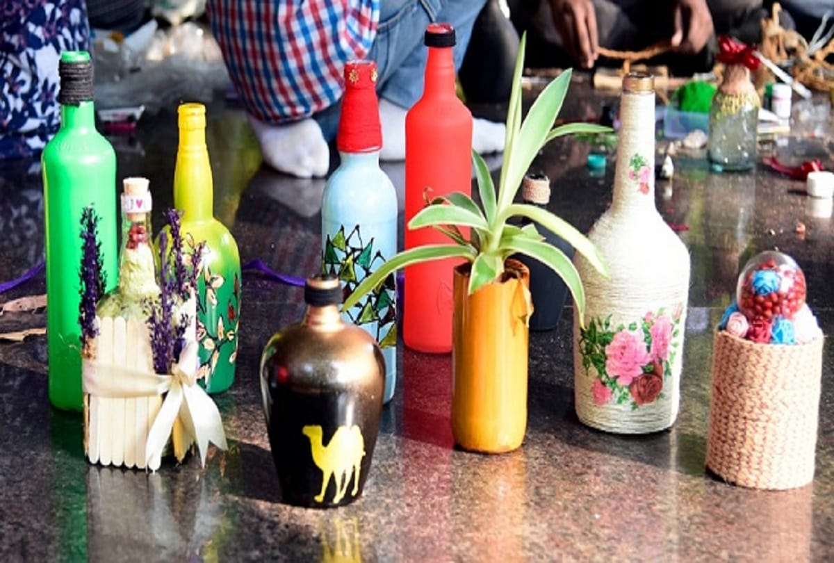 kerala girl aparna make home decoration items with useless glass bottle