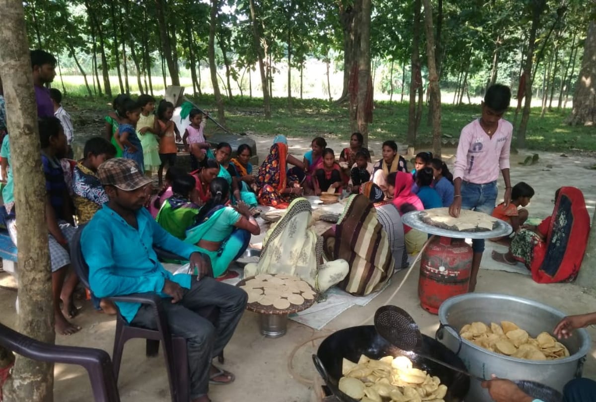 Monkey Brahmbhoj celebrated with Hindu tradition by villagers in maharajganj