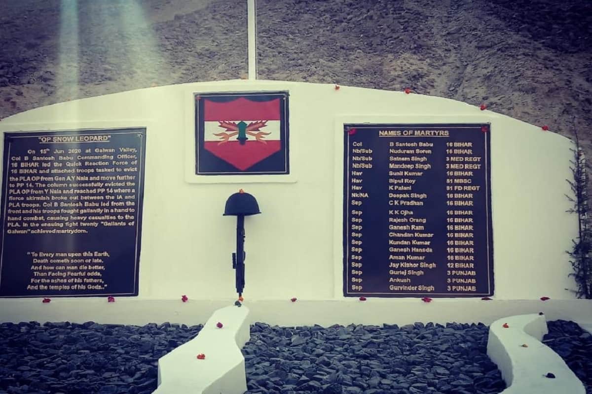 Memorial for Galwan Gallants: Names of 20 Galwan martyr inscribed on eastern Ladakh war memorial
