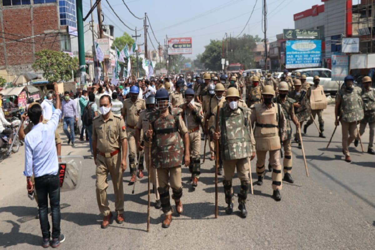 Hathras Kand: RLD leaders protest against UP government in Bijnor after beaten up Jayant chaudhary
