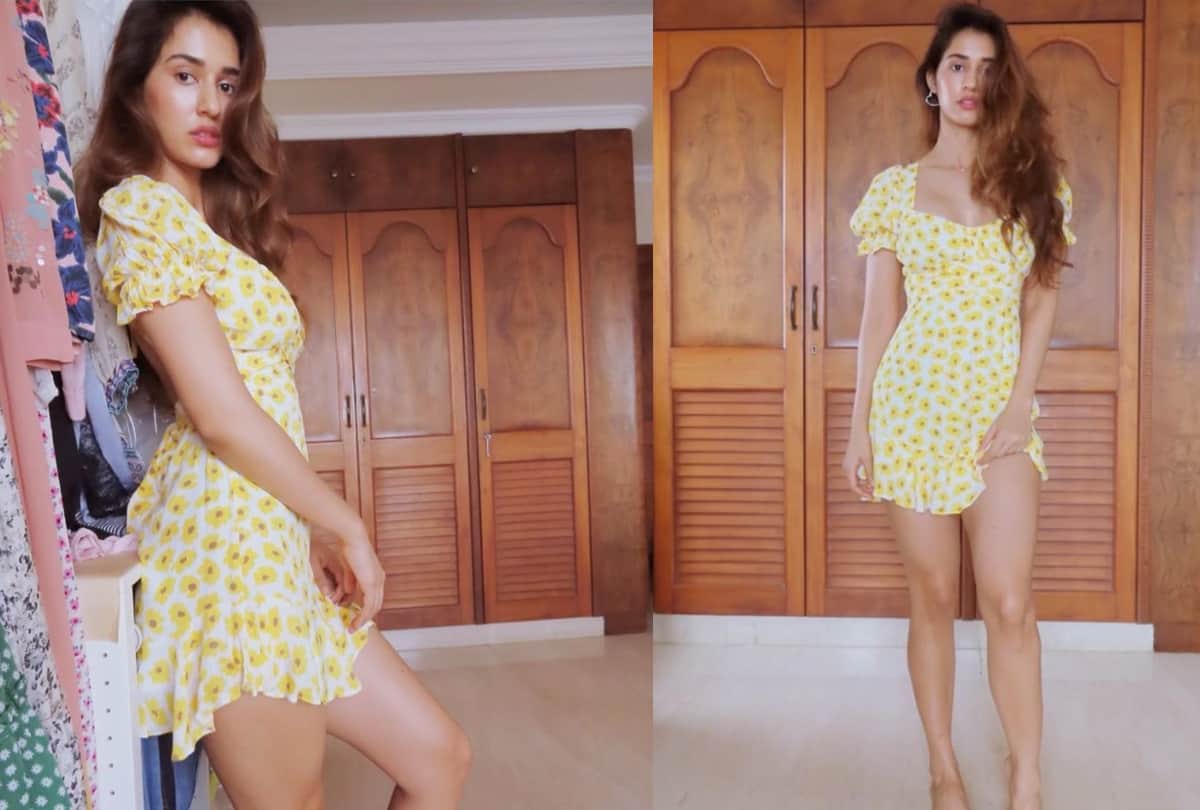 disha patani latest photoshoot in yellow floral short dress in very low budget