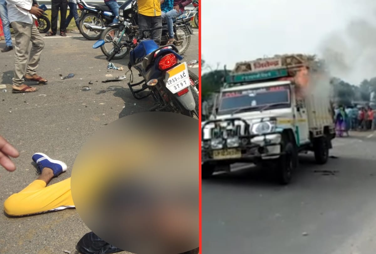 boy died in road accident and angry villagers burnet pickup in siddharthnagar