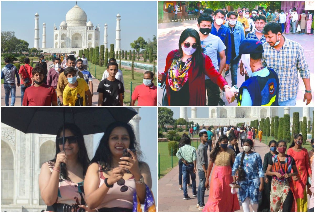 Tourist At Taj Mahal At weekend In Corona Virus Epidemic