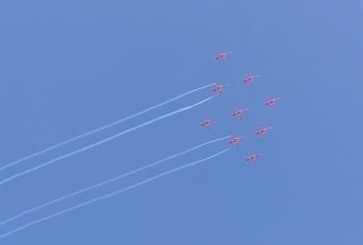 Odisha: Enthralling air display by the Surya Kiran Aerobatic Team SKAT of the Indian Air Force IAF in Puri