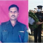 शहीद वीरेंद्र यादव का फाइल फोटो और सेना के जवान