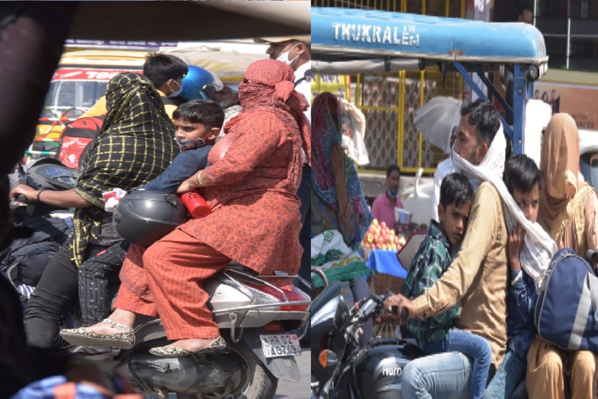 two-wheelers running without helmets  Four riders on a bike, triple riding is becoming a reason of accidents
