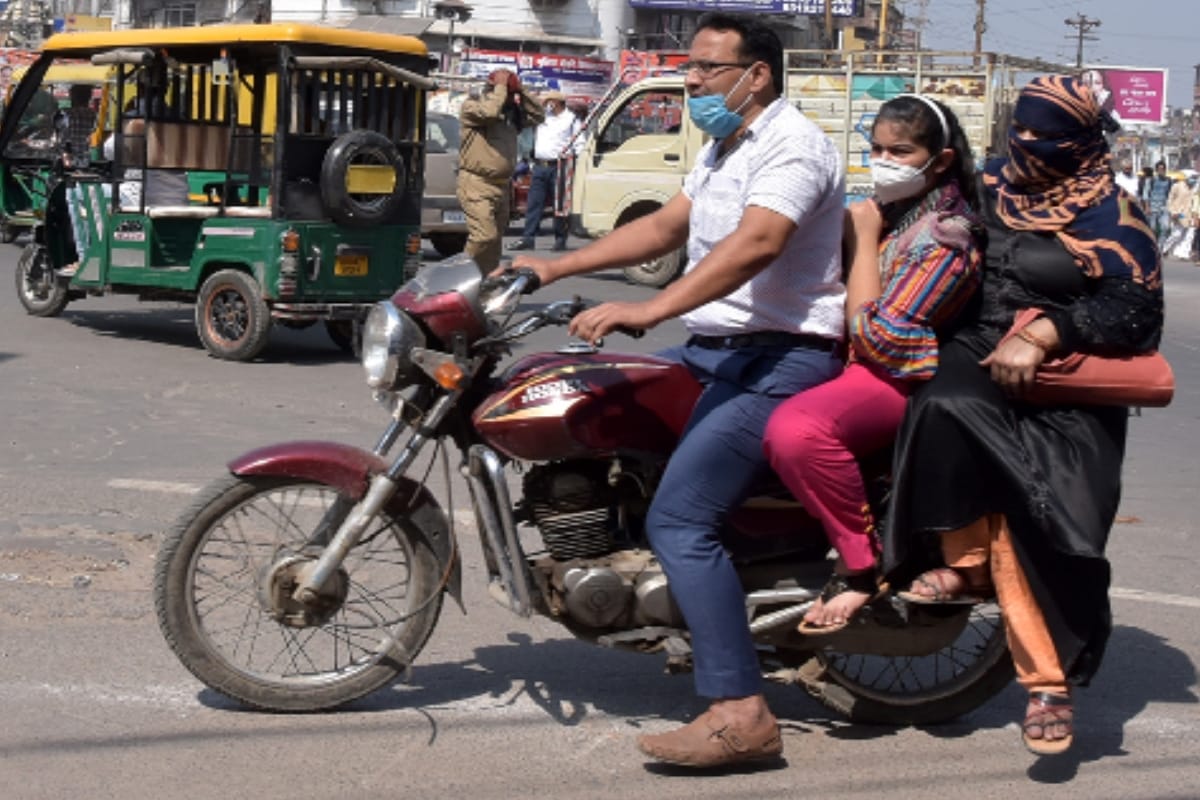 two-wheelers running without helmets  Four riders on a bike, triple riding is becoming a reason of accidents